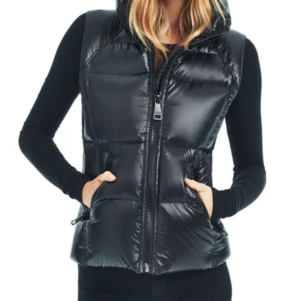 SAM New York Midnight Quilted Down Feathers Vest with High-Shine Finish